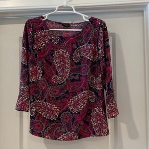 Talbots Pink and Black Paisley Blouse